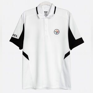 Reebok Pittsburgh Steelers Short Sleeve White Polo Size Medium #NFLFootball.